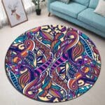 Tapis Rond Abstrait Coloré