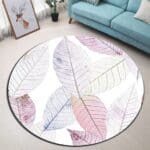 Tapis Rond Feuilles Blanches