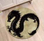 Tapis Rond Dragon Noir