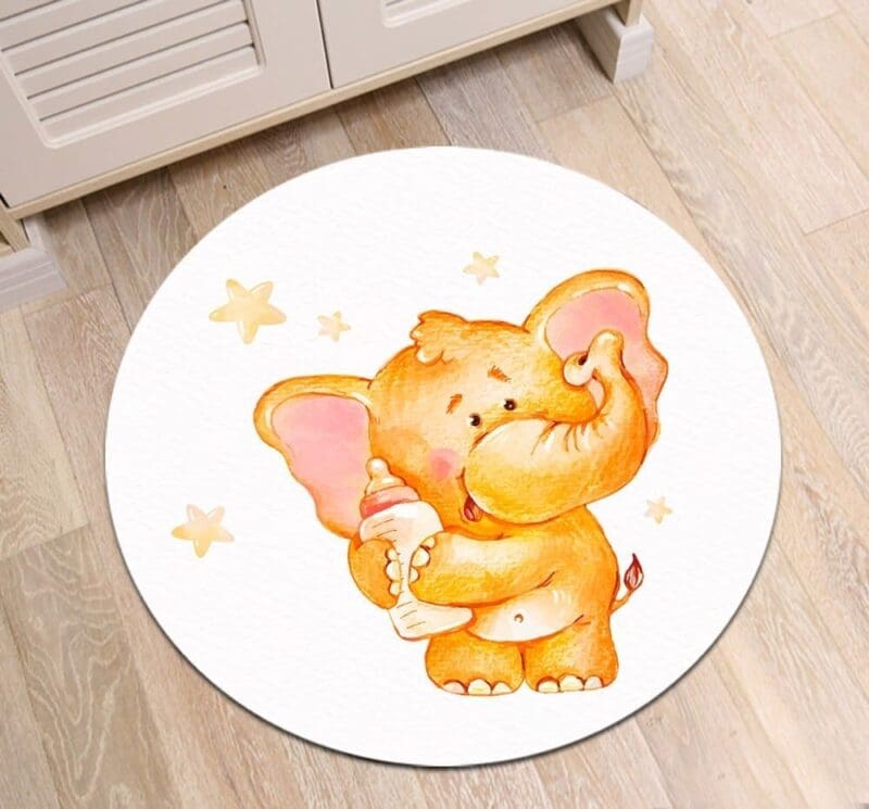 Tapis Rond Éléphant Enfant