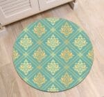 Tapis Rond Bleu Et Moutarde