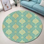 Tapis Rond Bleu Et Moutarde