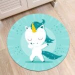 Tapis Rond Bleu Licorne