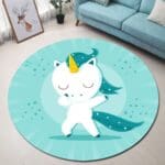 Tapis Rond Bleu Licorne
