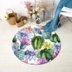 Tapis Rond Cactus Et Fleur