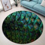 Tapis Rond Plumes De Paon