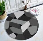 Tapis Rond Motifs Gris