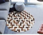 Tapis Rond Patchwork Cuir