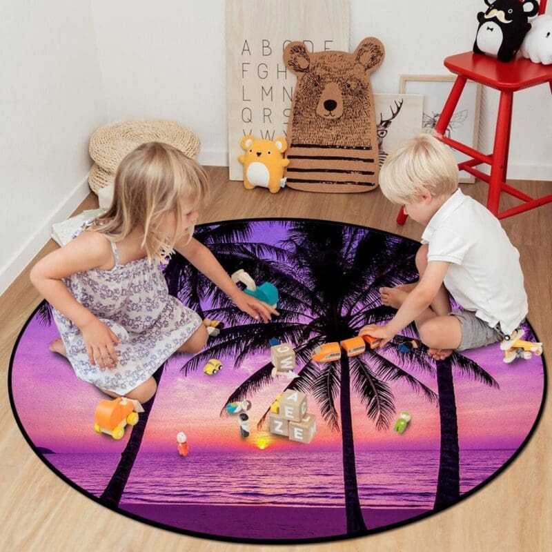 Tapis Rond Couleur Framboise