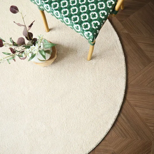 Tapis rond beige en laine
