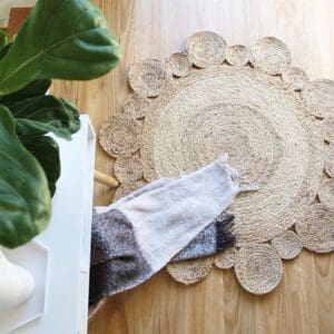 Tapis rond jute ajouré bohème