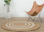 Tapis rond jute blanc beige 200 cm