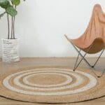 Tapis rond jute blanc beige 200 cm