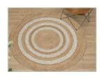 Tapis rond jute blanc beige 200 cm