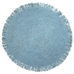 Tapis rond jute bleu pour salon