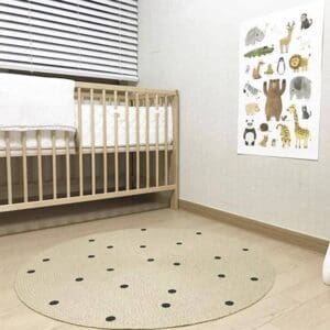 Tapis rond jute et coton naturel