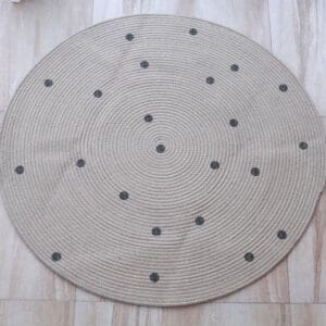 Tapis rond jute et coton naturel