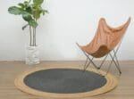 Tapis rond jute noir moderne