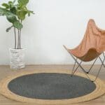 Tapis rond jute noir moderne