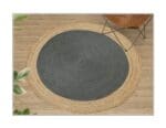 Tapis rond jute noir moderne