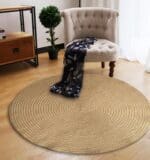 Tapis rond jute tissé naturel