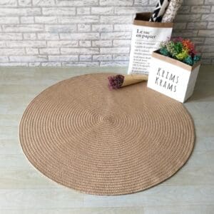 Tapis rond jute tissé naturel