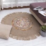 Tapis rond toile de jute bohème