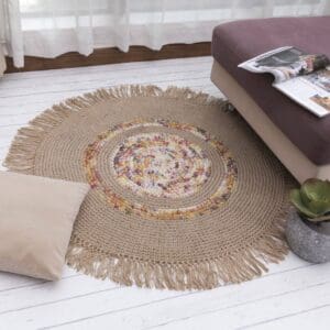 Tapis rond toile de jute bohème