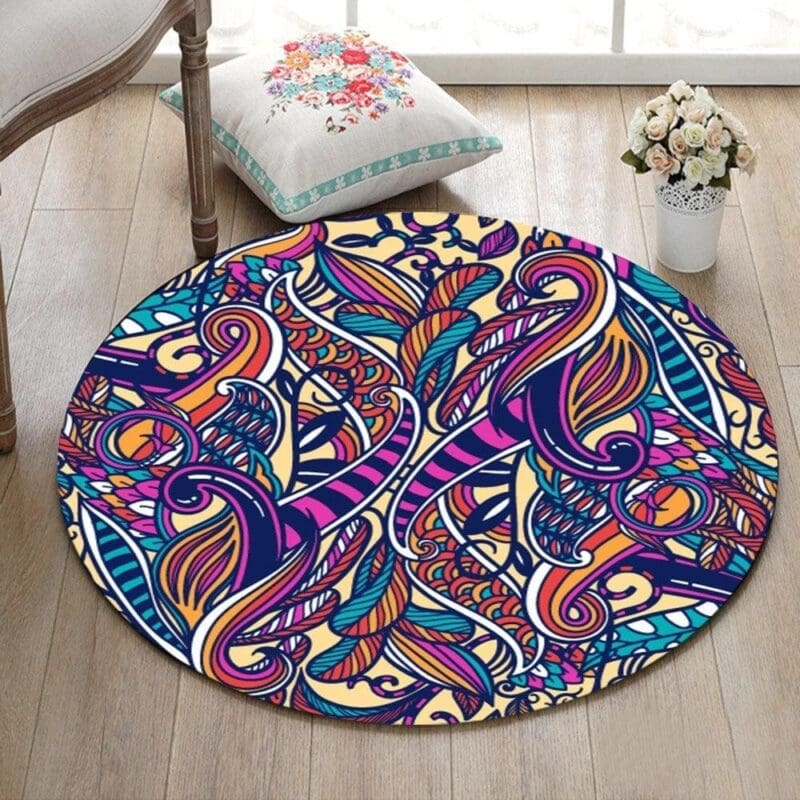 Tapis Rond Abstrait Coloré | Mon Tapis Rond