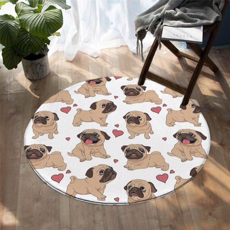 Tapis Rond Amour de Bulldog | Mon Tapis Rond