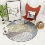 Tapis Rond Avec Déco Plumes | Mon Tapis Rond