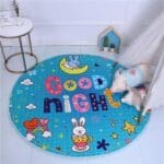 Tapis Rond Bleu Motif Étoiles | Mon Tapis Rond
