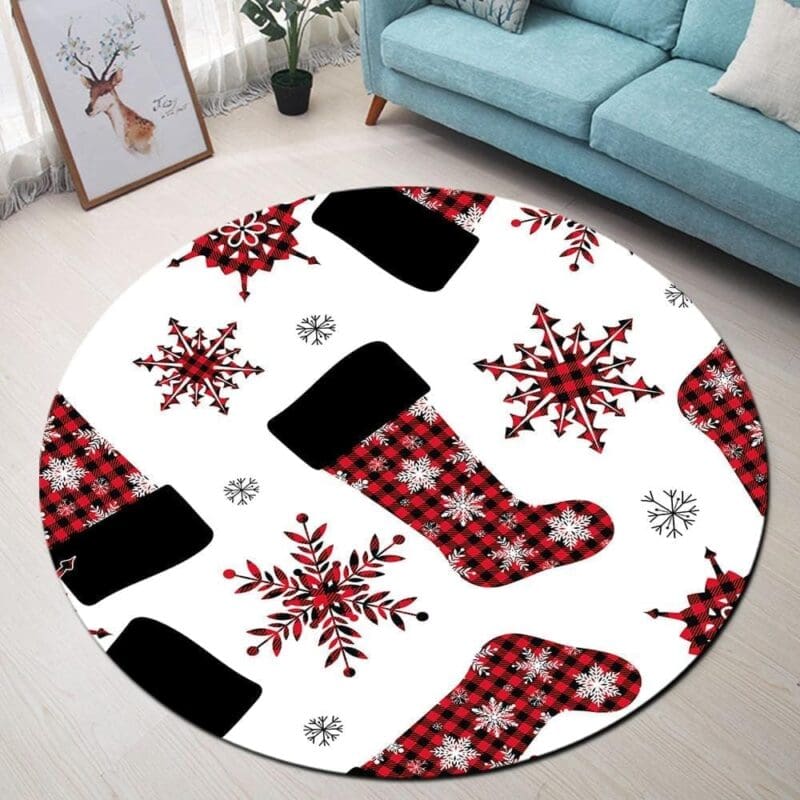 Tapis Rond Chaussettes De Noël | Mon Tapis Rond