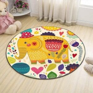 Tapis Rond Éléphant Coloré | Mon Tapis Rond