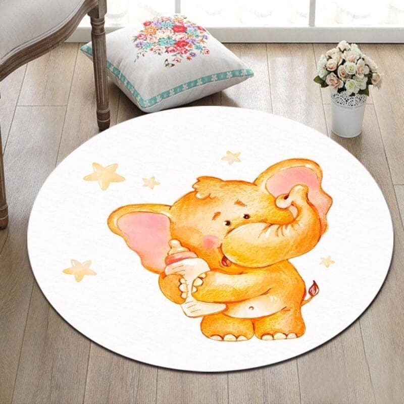 Tapis Rond Éléphant Enfant | Mon Tapis Rond