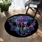 Tapis Rond Éléphant Multicolore