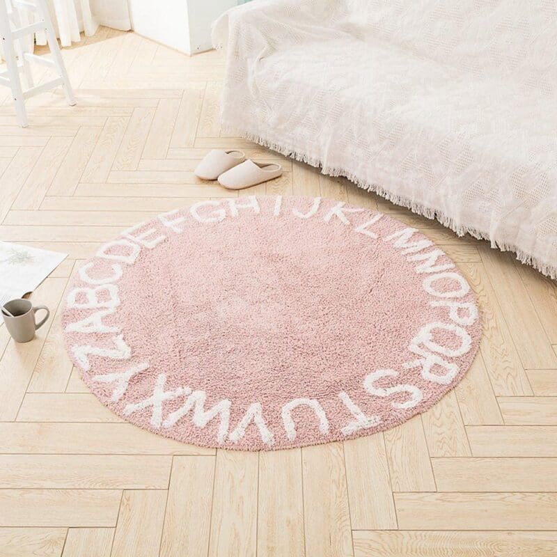 Tapis Rond Alphabet Rose