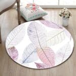 Tapis Rond Feuille Blanche | Mon Tapis Rond