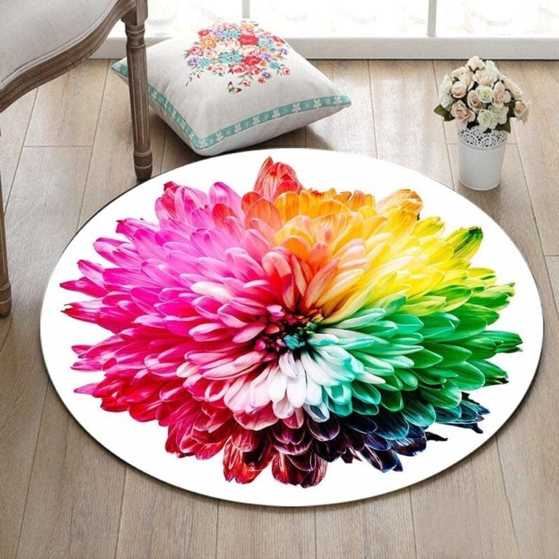 Tapis Rond Fleur Multicolore | Mon Tapis Rond