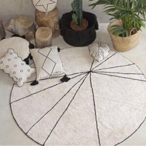 Tapis Rond Graphique Noir Et Blanc