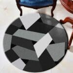 Tapis Rond Motifs Gris
