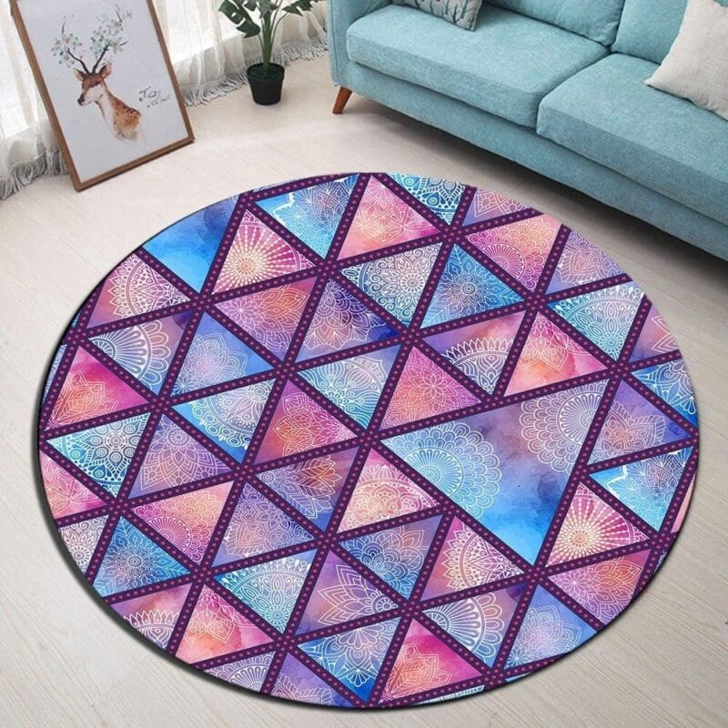 Tapis Rond Mandala Géométrique | Mon Tapis Rond