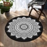 Tapis Rond Mandala Noir Blanc