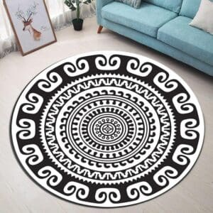 Tapis Rond Mandala Noir Et Blanc | Mon Tapis Rond