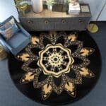 Tapis Rond Mandala Noir Et Or | Mon Tapis Rond