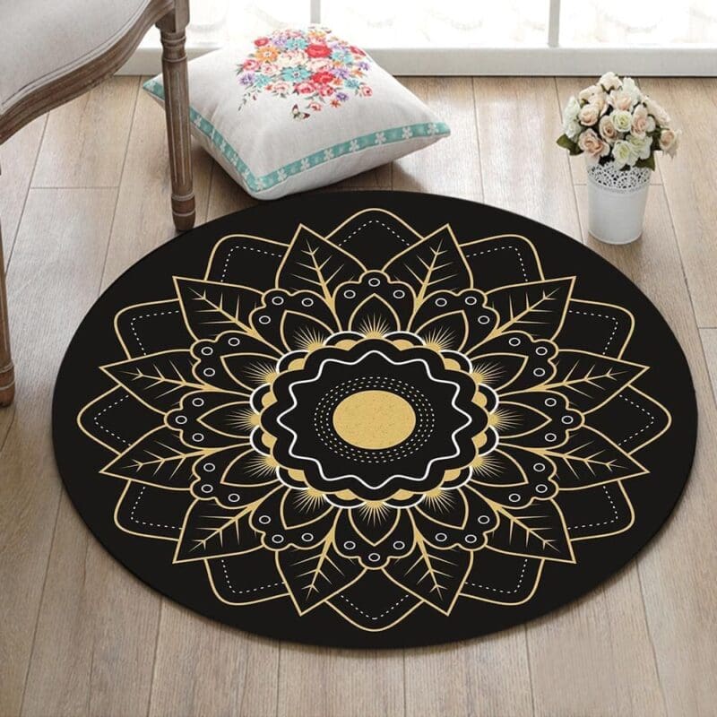 Tapis Rond Mandala Or | Mon Tapis Rond