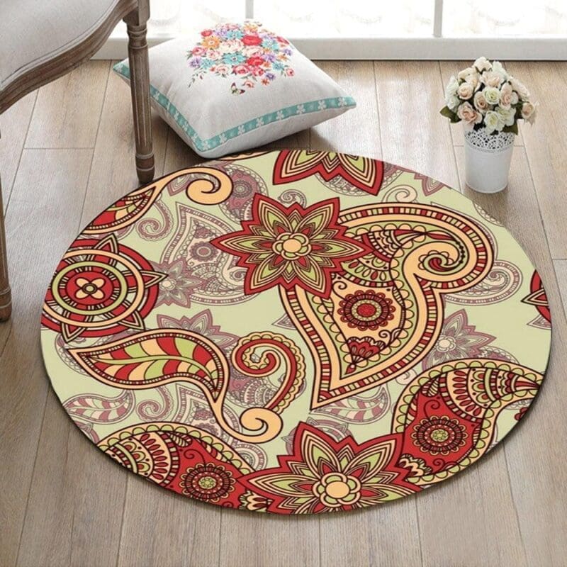Tapis Rond Mandala Rouge | Mon Tapis Rond