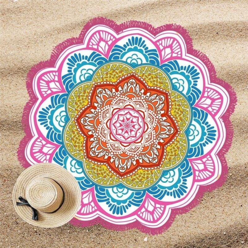 Tapis Rond Méditation Rose