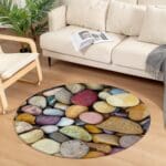 Tapis Rond Galets Multicolores