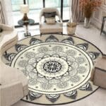 Tapis Rond Noir Et Beige | Mon Tapis Rond
